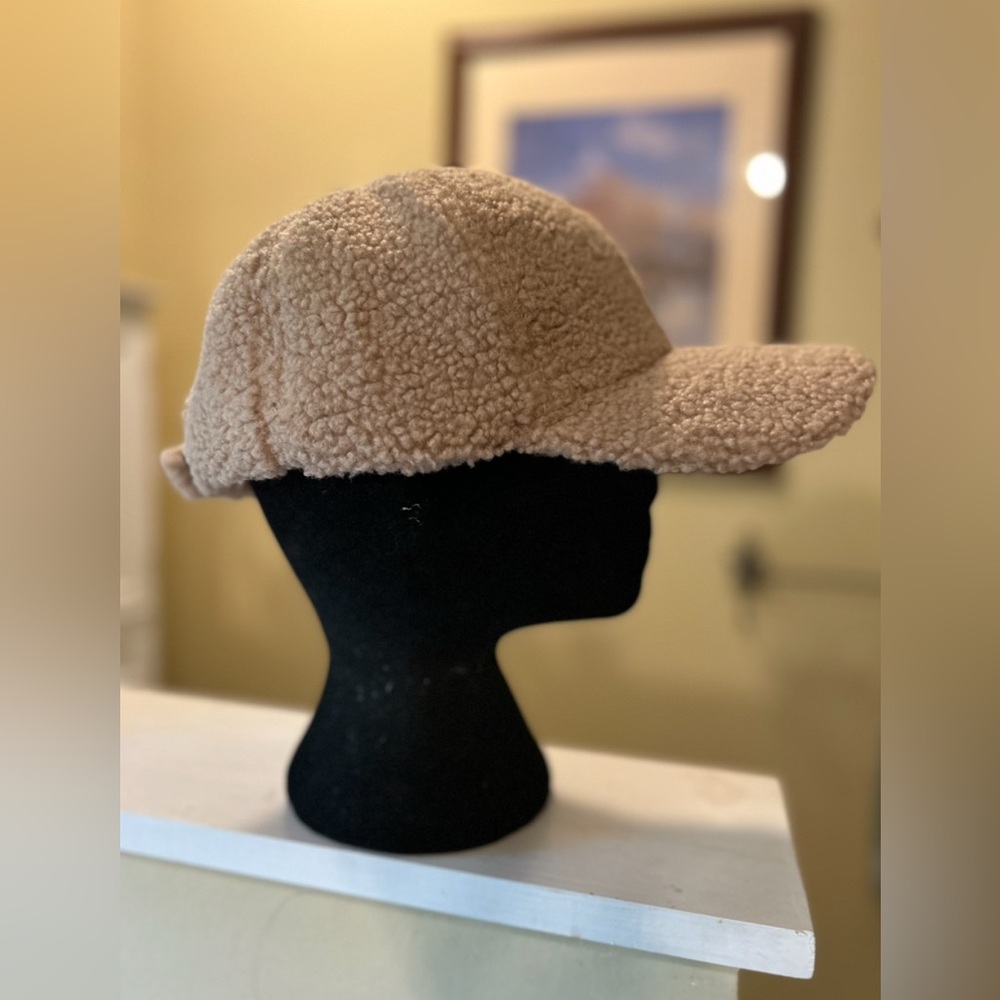 Cozy Tan Sherpa ball cap Velcro back
